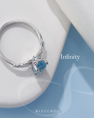 Infinity Harmony Ring 9K - Wedding Ring with Santa Maria Aquamarine