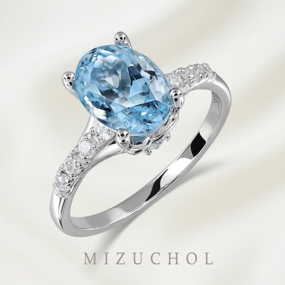 Infinity Harmony Ring 9K - Wedding Ring with Santa Maria Aquamarine