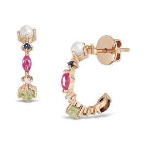 Nine Lucky Gems Earrings - Series Double Luck (Pink Gold)