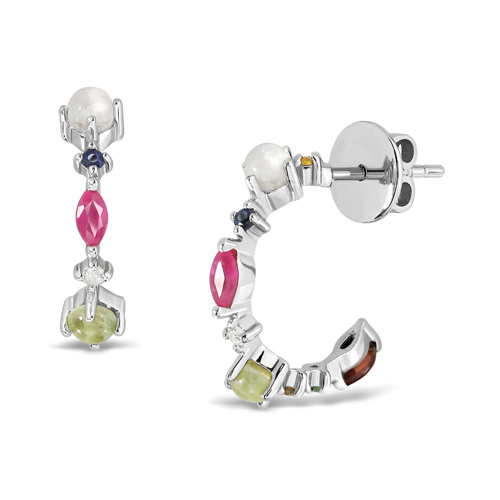 Nine Lucky Gems Earrings - Series Double Luck (White Gold)