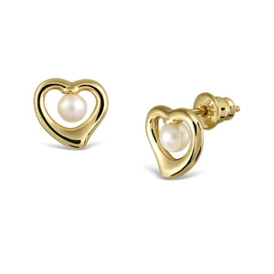 Clouds or Heart Earrings Stud - Natural Pearl
