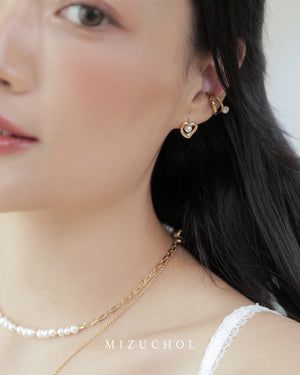 Clouds or Heart Earrings Stud - Natural Pearl