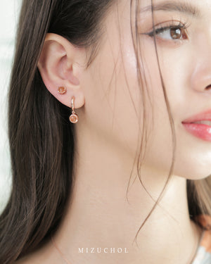 Peony Bloom Hoop Earrings - Sunstone
