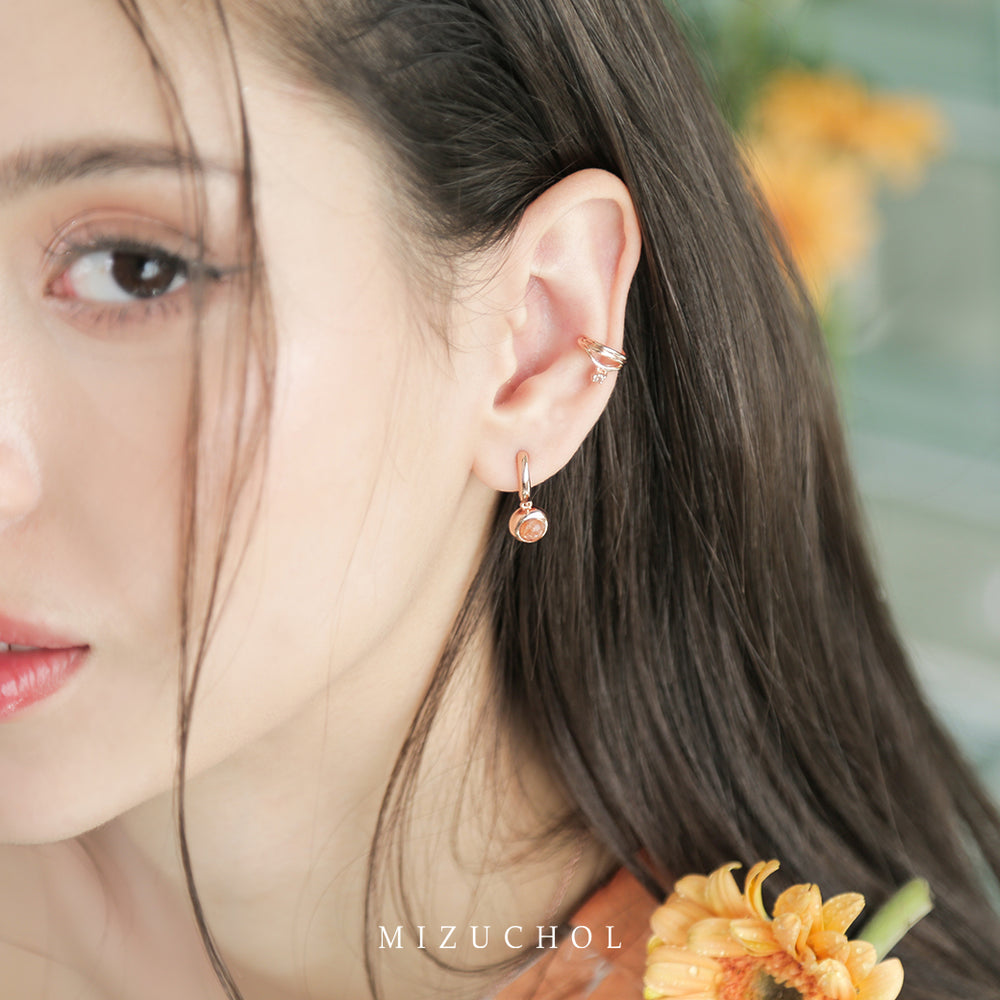 Peony Bloom Hoop Earrings - Sunstone