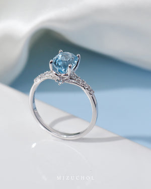 Infinity Harmony Ring 9K - Wedding Ring with Santa Maria Aquamarine