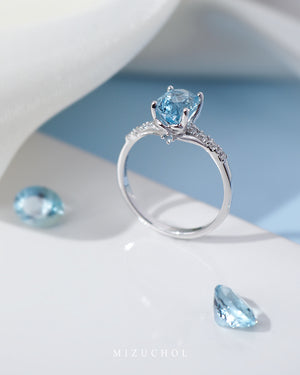 Infinity Harmony Ring 9K - Wedding Ring with Santa Maria Aquamarine