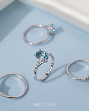 Infinity Harmony Ring 9K - Wedding Ring with Santa Maria Aquamarine