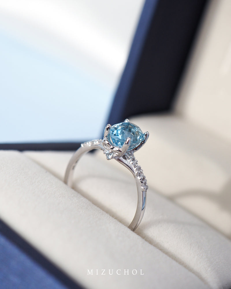 Infinity Harmony Ring 9K - Wedding Ring with Santa Maria Aquamarine