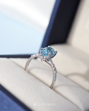 Infinity Harmony Ring 9K - Wedding Ring with Santa Maria Aquamarine