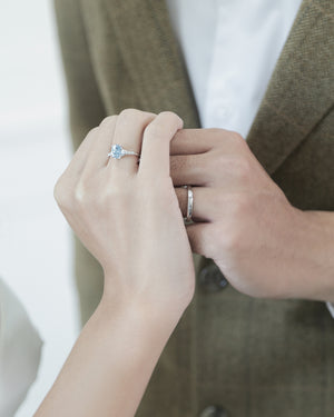 Infinity Harmony Ring 9K - Wedding Ring with Santa Maria Aquamarine