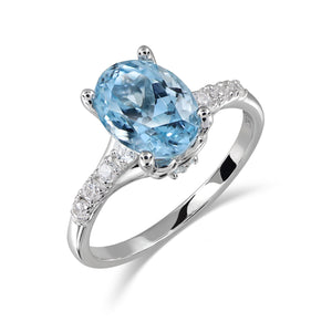 Infinity Harmony Ring 18K - Wedding Ring with Santa Maria Aquamarine