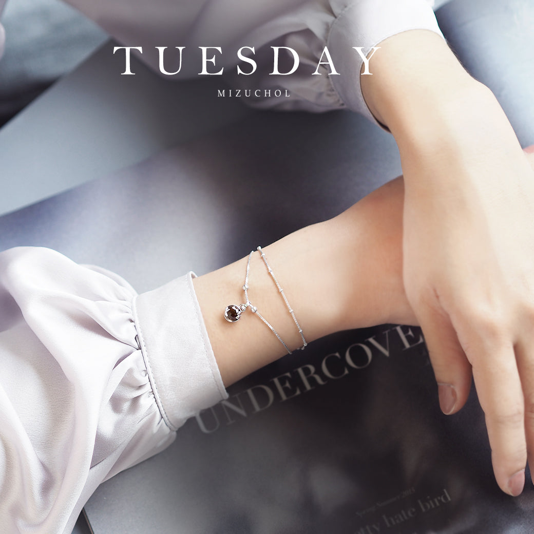 กำไลพลอยประจำวันเกิด (อังคาร) | LUCKY ME BRACELET (GREY SMOKY QUART)