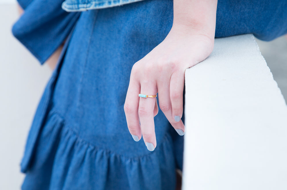 Turquoise Canvas Ring - Gold