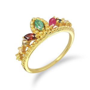 
            
                Load image into Gallery viewer, Crown of Nine Gems Ring (G) แหวนนพเก้า
            
        