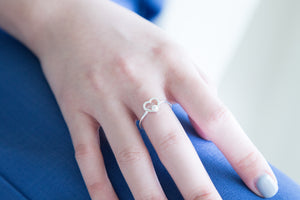 Tiny Heart Rings with Mini Pearl
