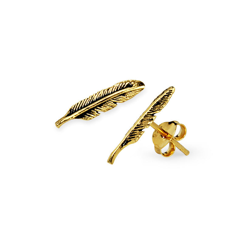 Twin Feather Earrings (Golden) - (91)