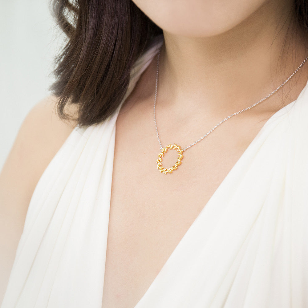 Olive Wreath Necklace (Two Tone) – Mizuchol Jewelry