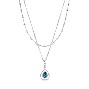 Blue Eyes Silver Layer Necklace