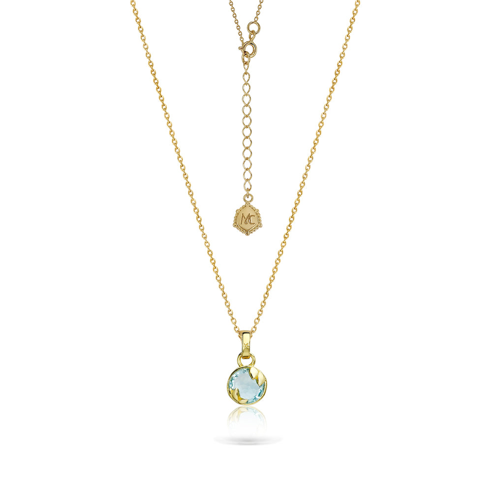 à¸ªà¸£à¹‰à¸­à¸¢à¸žà¸¥à¸­à¸¢à¸›à¸£à¸°à¸ˆà¸³à¸§à¸±à¸™à¹€à¸à¸´à¸” (à¸žà¸¸à¸˜) | Lucky Me Necklace - Gold (Blue Topaz)