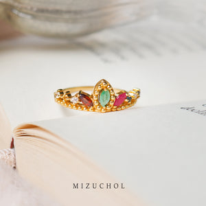 Crown of Nine Gems Ring (G) à¹à¸«à¸§à¸™à¸™à¸žà¹€à¸à¹‰à¸²