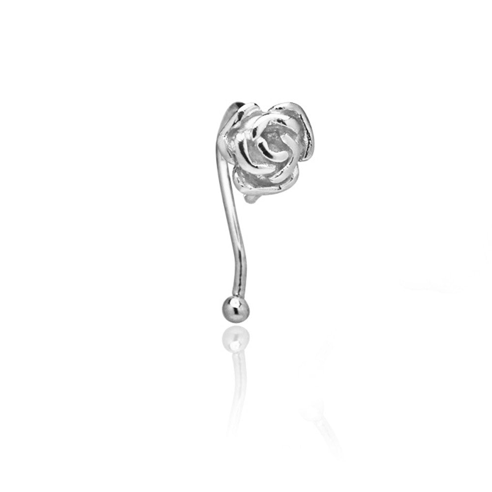 Blooming Rose Ear Cuff (Silver)