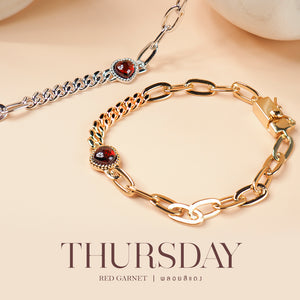 Darling Chain Bracelet (Thurs) - Red Garnet