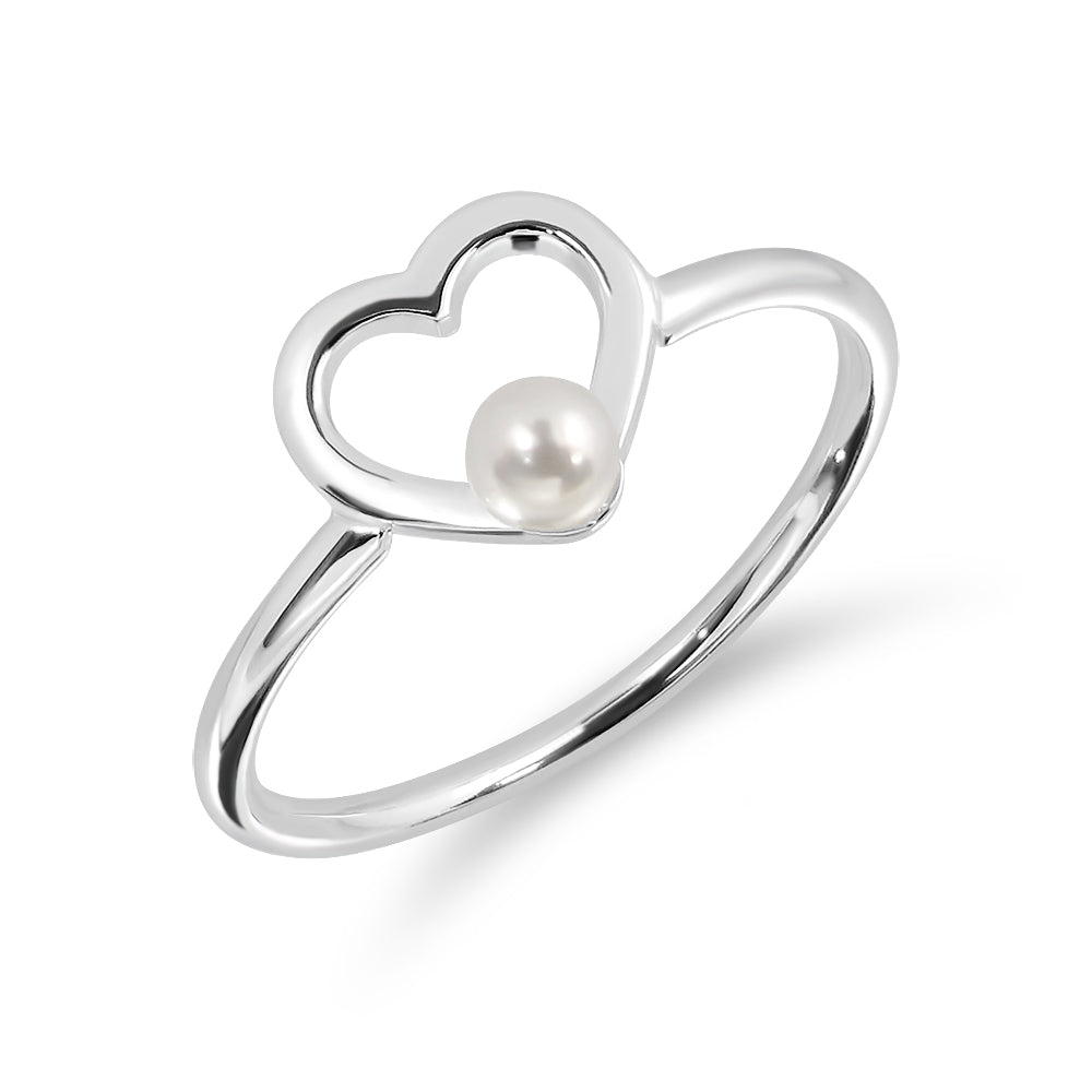 Tiny Heart Rings with Mini Pearl