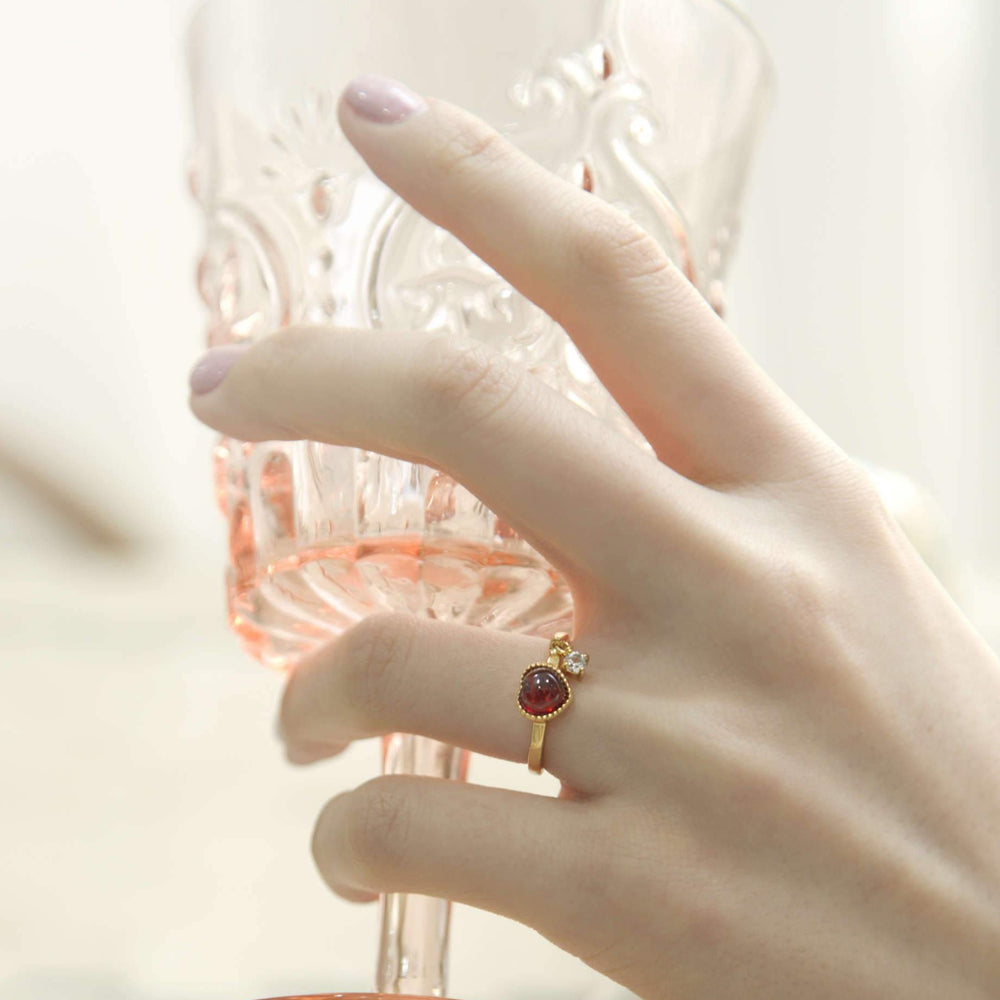 Darling Ring (Gold) Thurs - Red Garnet