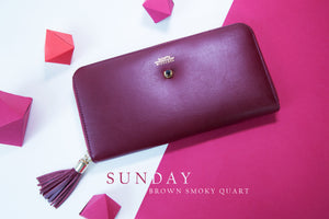 กระเป๋าสตางค์เสริมดวง - วันอาทิตย์ (Brown Smoky Quart)