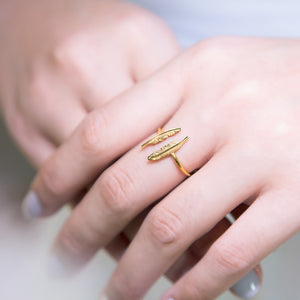 Golden Twin Feather Rings