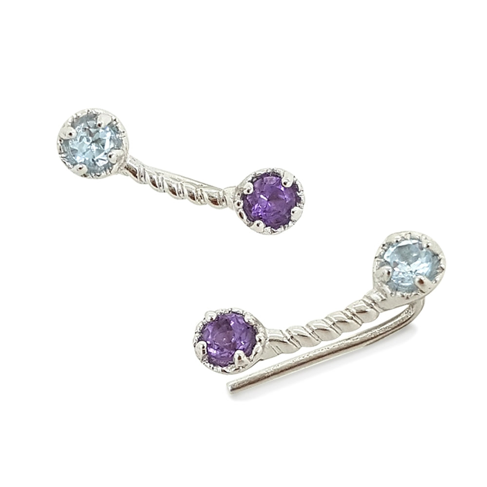 
            
                Load image into Gallery viewer, Colors Of The Unicorn Earrings with Cuff - Purple &amp;amp; Blue
            
        